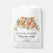 桃エレガントの牡丹の花とタイポグラフィ結婚の フェイバーバッグ (正面)