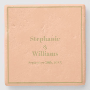 桃エレガントシンプル金ゴールド名結婚のギフト特典 ストーンコースター