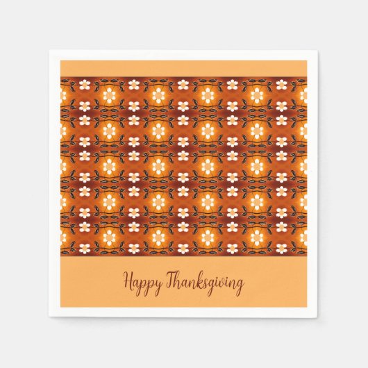 桃エレガント付き花柄 スタンダードカクテルナプキン (正面)