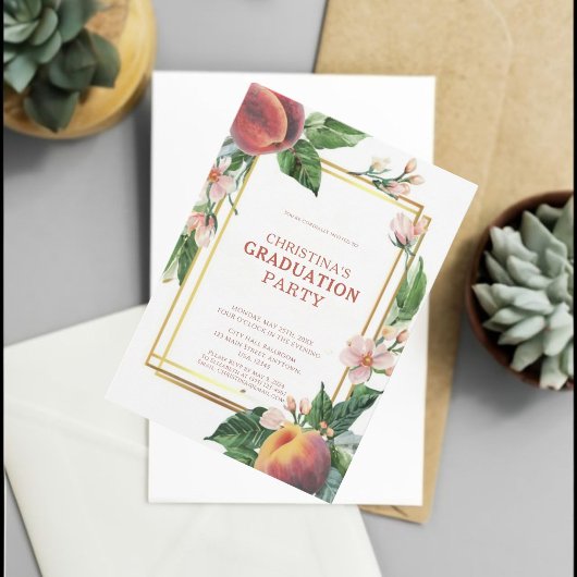 桃エレガント果実卒業 招待状