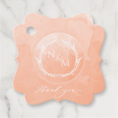 桃エレガント水色モノグラム結婚ズ フェイバータグ (正面)