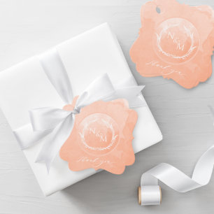 桃エレガント水色モノグラム結婚ズ フェイバータグ