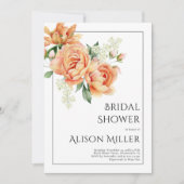桃エレガント牡丹花ブライダルシャワー 招待状 (正面)