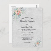 桃エレガント珊瑚花ブーケ結婚ーズ ポストカード (正面/裏面)