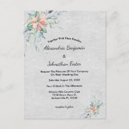 桃エレガント珊瑚花ブーケ結婚ーズ ポストカード