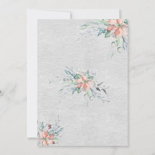 桃エレガント珊瑚花ブーケ結婚ーズ 招待状 (裏面)