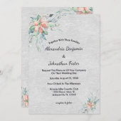 桃エレガント珊瑚花ブーケ結婚ーズ 招待状 (正面/裏面)