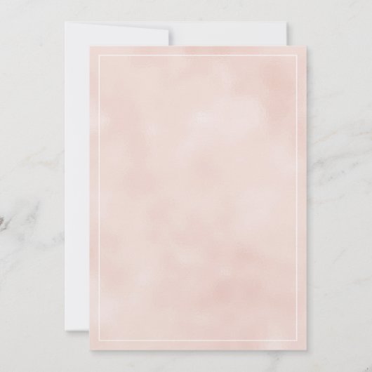 桃エレガント白の花のレース結婚フレーム 招待状 (裏面)