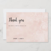 桃エレガント白フラワーレース枠ありがとうありがとう 招待状 (正面)