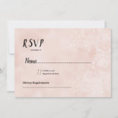 桃エレガント白フラワーレース枠RSVP 招待状 (正面)