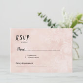 桃エレガント白フラワーレース枠RSVP 招待状 (スタンド正面)