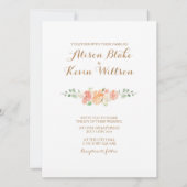 桃エレガント花水彩結婚式招待状 招待状 (裏面)