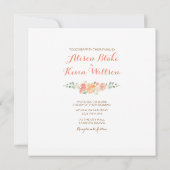 桃エレガント花水彩結婚式招待状 招待状 (裏面)