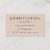 桃エレガント蓮の花ミニマリスト写真 名刺 (裏面)