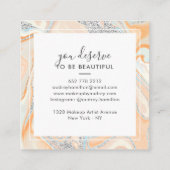 桃エレガント青の大理石シルバーメーク スクエア名刺 (裏面)