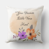 桃カスタムの背景と花の聖句 クッション (正面)