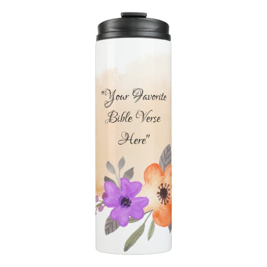 桃カスタムの背景と花の聖句 タンブラー (正面)