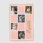 桃カスタムテンプレート家族の写真 ゴルフタオル (正面)