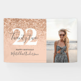 桃ガーリーグリッターのおしゃれな誕生日デコール  横断幕