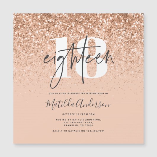 桃ガーリーグリッタータイポグラフィ18誕生日 (正面)