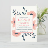 桃クリームと青素朴花結婚の 招待状 (スタンド正面)