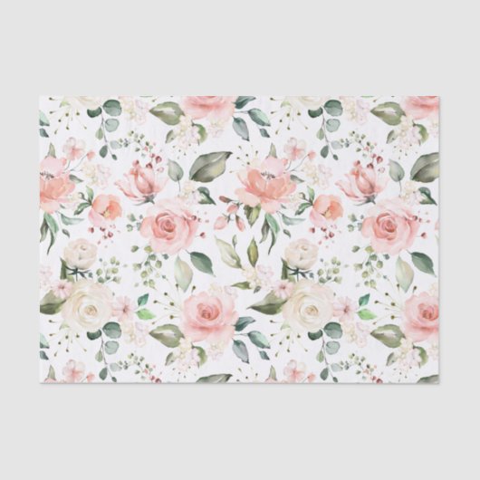 桃クリームバラグリーン葉 薄葉紙 (正面)