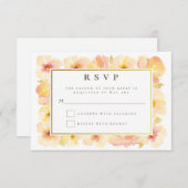 桃クリーム金ゴールドフレームウェディングRSVP 招待状 (正面/裏面)