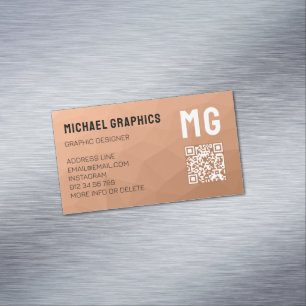 桃グラデーション幾何学的メッシュパターンQRコード マグネット名刺