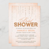桃グリッタールックブライダルシャワー招待 招待状 (正面/裏面)