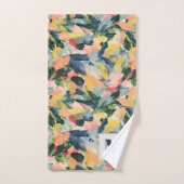 桃コンテンポラリーと青の抽象芸術フローラ バスタオルセット (ハンドタオル)