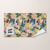 桃コンテンポラリーと青の抽象芸術フローラ バスタオルセット (ハンドタオル)