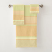 桃コンテンポラリーストライプの、クリーム、ライトグリーン バスタオルセット (インサイチュ)