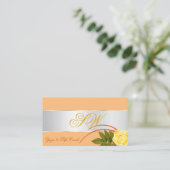 桃シルバーデカールかわいいバラフラワーウィズモノグラム 名刺 (スタンド正面)