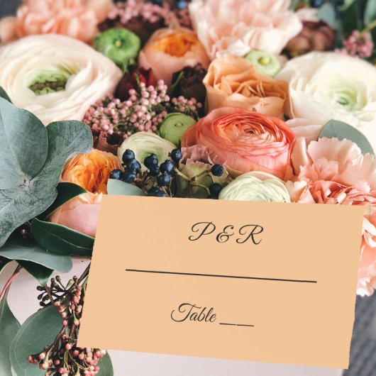 桃シンプルの様式化スクリプ結婚ト プレイスカード