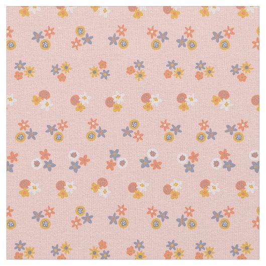 桃スタイリッシュ青みじん花柄 ファブリック (クローズアップ)