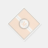 桃ストライプの白結婚模様 スタンダードカクテルナプキン (角)