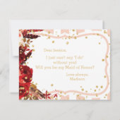 桃ストライプフローラウィルメイド・オブ・オーナー(花嫁付き添い人) 招待状 (裏面)