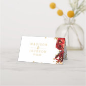 桃ストライプフローラ金ゴールド紙吹雪テーブル番号 プレイスカード (裏面)