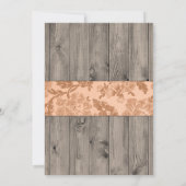 桃ティール(緑がかった色)ウッドウォーターカラーフラワーベビーシャワー 招待状 (裏面)