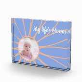 桃デイジー花オンロックブルーベビーフォトブロック フォトブロック (右)