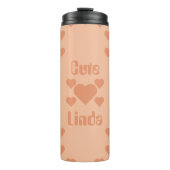 桃ハートバイリンガル「カワイイ」「リンダ」 タンブラー (正面)