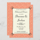 桃ハートパターンリハーサルディナー招待状 招待状 (正面/裏面)