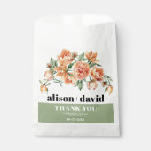 桃バラと葉フローラの結婚枝 フェイバーバッグ (正面)