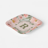 桃バラオンセージグリーンパーソナライズされた ペーパープレート (傾斜あり)