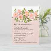 桃バラオンホワイトと金ゴールド結婚ズ 招待状 (スタンド正面)