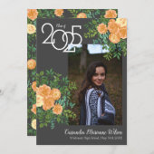 桃バラグレー写真卒業のお知らせ 招待状 (正面/裏面)