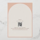 桃バラゴールドフォイル結婚式の招待+ QR 箔招待状 (裏面)