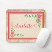桃バラパターンカントリーフェンス名 マウスパッド (マウス)
