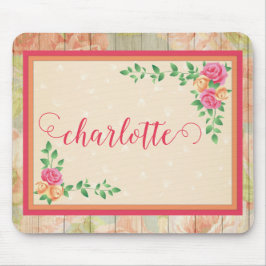桃バラパターンカントリーフェンス名 マウスパッド
