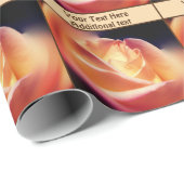 桃バラフラワーパーソナライズされた ラッピングペーパー (ロールコーナー)